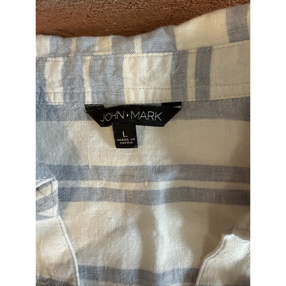 John Mark 100% Linen Button Blouse L Coastal Resortwear Laganlook Office Beach - Picture 5 of 11